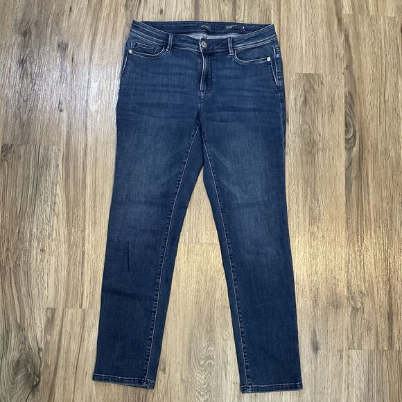 J Jill Jeans Womens Size 8 Blue Authentic Fit Slim‎ Ankle Distressed Preppy - Picture 1 of 8